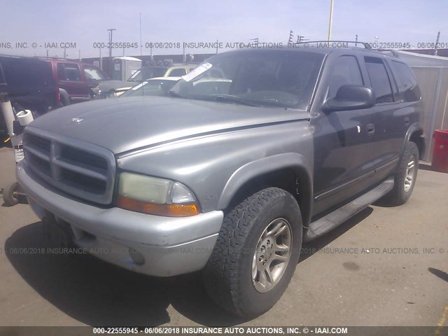 1B8HS58N02F156321 - 2002 DODGE DURANGO SLT PLUS GRAY photo 2