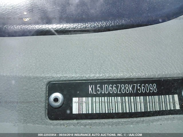 KL5JD66Z88K756098 - 2008 SUZUKI RENO CONVENIENCE SILVER photo 9