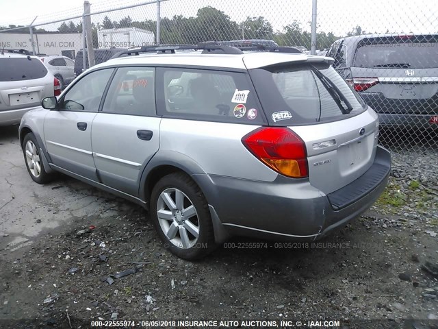 4S4BP61C167321024 - 2006 SUBARU LEGACY OUTBACK 2.5I SILVER photo 3