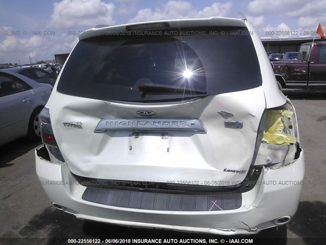 JTEEW44A182017786 - 2008 TOYOTA HIGHLANDER HYBRID LIMITED WHITE photo 6