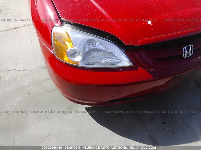 1HGEM22911L070562 - 2001 HONDA CIVIC SI/EX RED photo 6