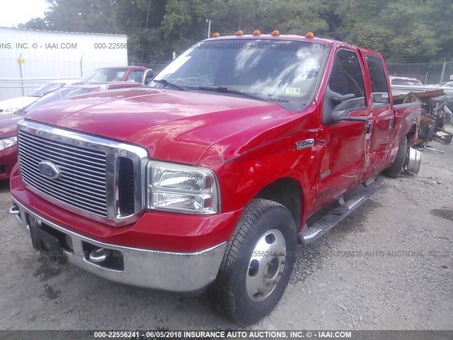 1FTWW33P86EC41920 - 2006 FORD F350 4X4 CREWCAB SUPER DUTY RED photo 2