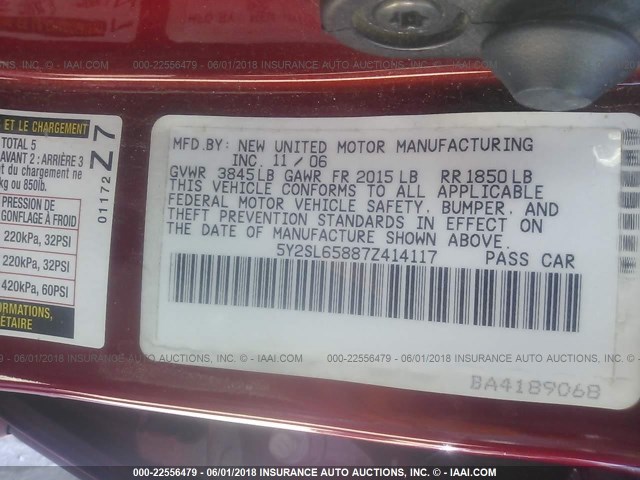 5Y2SL65887Z414117 - 2007 PONTIAC VIBE RED photo 9