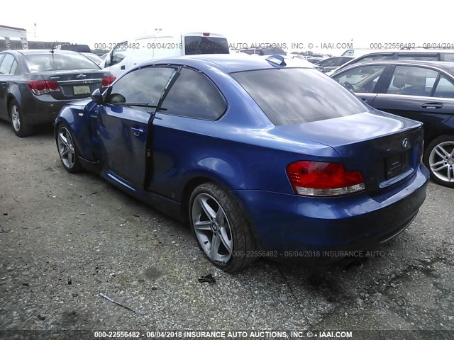 WBAUC73528VF23186 - 2008 BMW 135 I BLUE photo 3