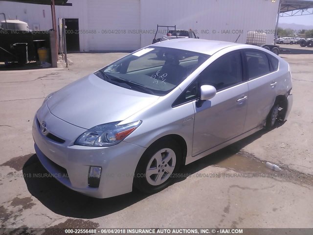 JTDKN3DU1A1305656 - 2010 TOYOTA PRIUS SILVER photo 2