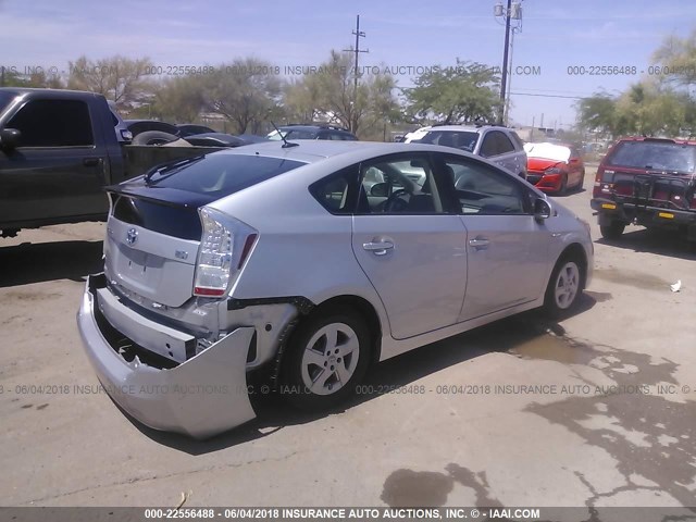 JTDKN3DU1A1305656 - 2010 TOYOTA PRIUS SILVER photo 4