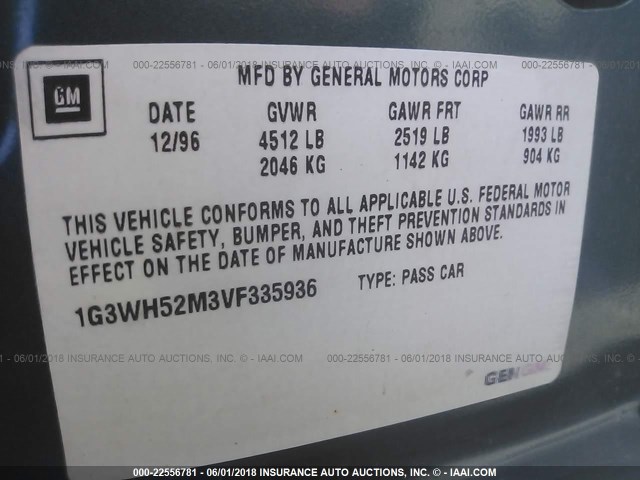 1G3WH52M3VF335936 - 1997 OLDSMOBILE CUTLASS SUPREME SL 绿色 照片 9