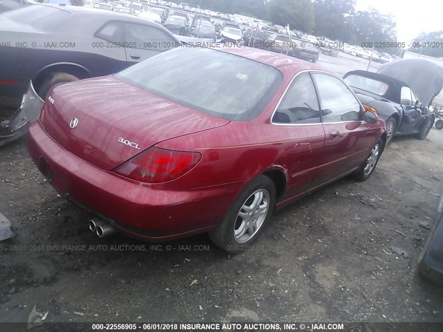 19UYA225XWL012136 - 1998 ACURA 3.0CL Burgund zdjęcie 4