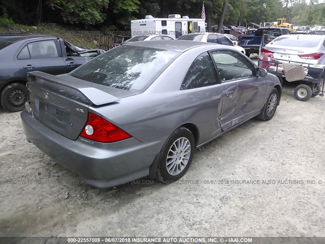 1HGEM22925L008450 - 2005 HONDA CIVIC EX GRAY photo 4