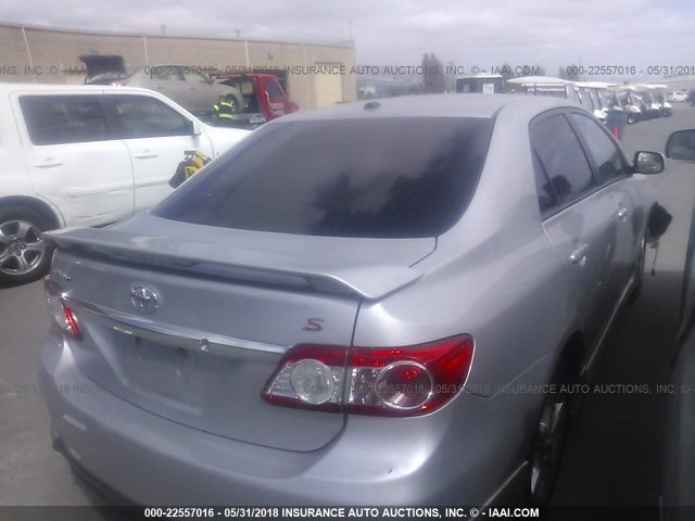 2T1BU4EE6BC666703 - 2011 TOYOTA COROLLA S/LE SILVER photo 4