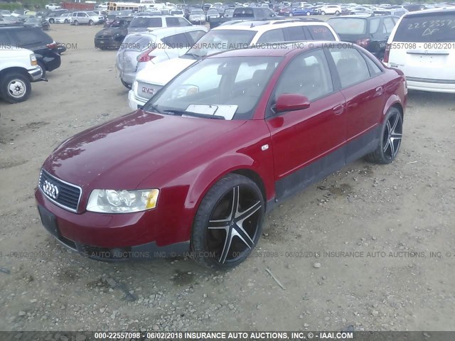 WAULC68E42A128033 - 2002 AUDI A4 1.8T QUATTRO RED photo 2