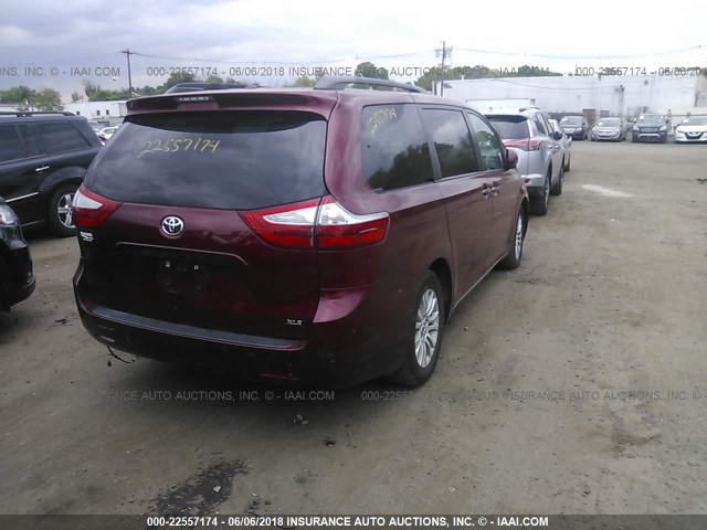 5TDYK3DC5FS569113 - 2015 TOYOTA SIENNA XLE/LIMITED RED photo 4