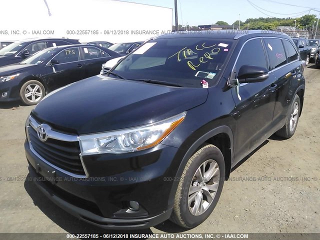 5TDJKRFHXFS139378 - 2015 TOYOTA HIGHLANDER XLE BLACK photo 2