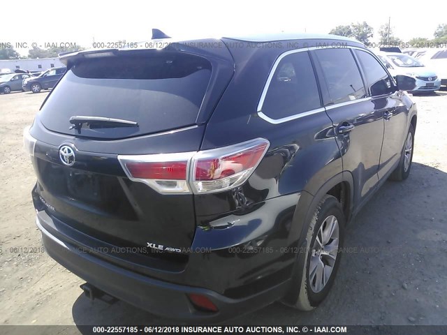 5TDJKRFHXFS139378 - 2015 TOYOTA HIGHLANDER XLE 黑色 照片 4