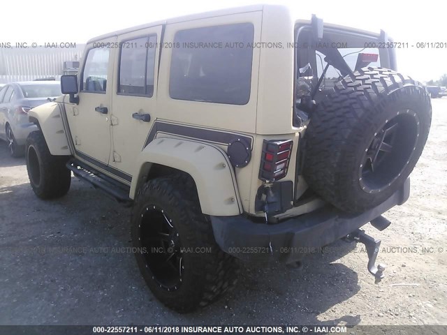 1C4BJWDG7DL557749 - 2013 JEEP WRANGLER UNLIMITE SPORT TAN photo 3