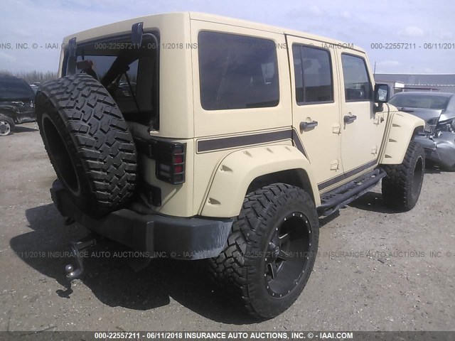 1C4BJWDG7DL557749 - 2013 JEEP WRANGLER UNLIMITE SPORT TAN photo 4