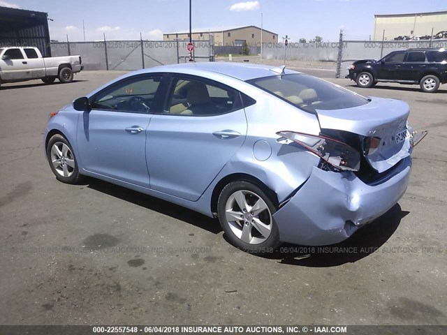 KMHDH4AE8CU249537 - 2012 HYUNDAI ELANTRA GLS/LIMITED BLUE photo 3