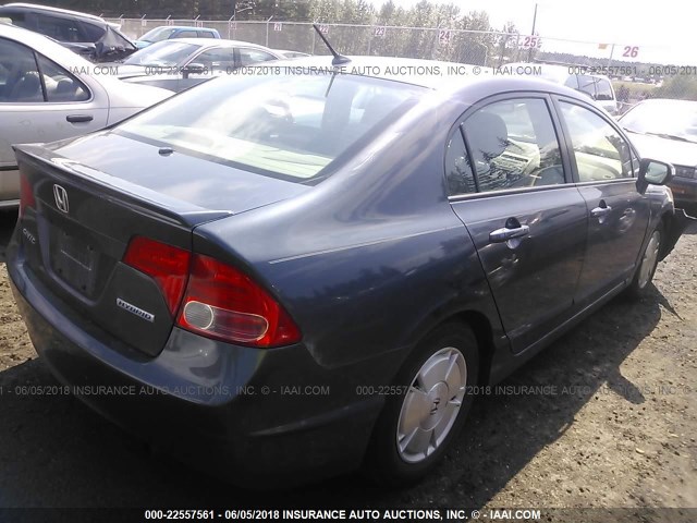 JHMFA36268S005459 - 2008 HONDA CIVIC HYBRID GRAY photo 4