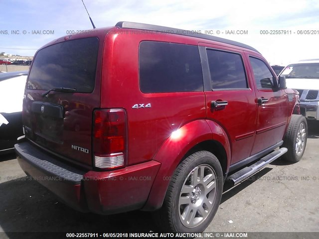 1D4PU4GX7BW501161 - 2011 DODGE NITRO HEAT RED photo 4