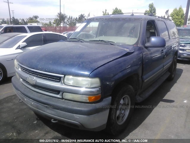 1GNEC16T62J299776 - 2002 CHEVROLET SUBURBAN C1500 BLUE photo 2