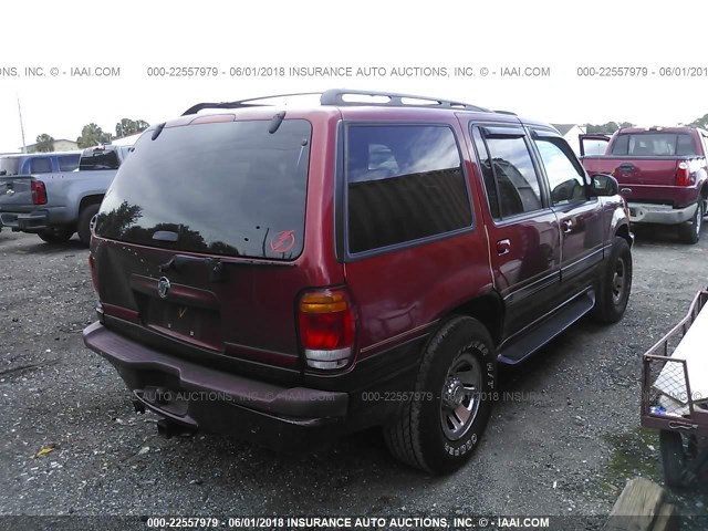 4M2ZU52P7WUJ44594 - 1998 MERCURY MOUNTAINEER  RED photo 4