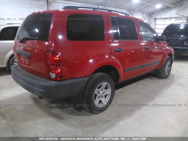 1D4HB38N66F168233 - 2006 DODGE DURANGO SXT RED photo 4