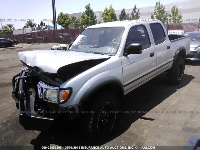 5TEHN72N02Z898267 - 2002 TOYOTA TACOMA DOUBLE CAB SILVER photo 2