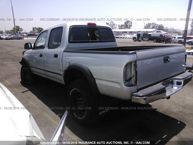 5TEHN72N02Z898267 - 2002 TOYOTA TACOMA DOUBLE CAB SILVER photo 3