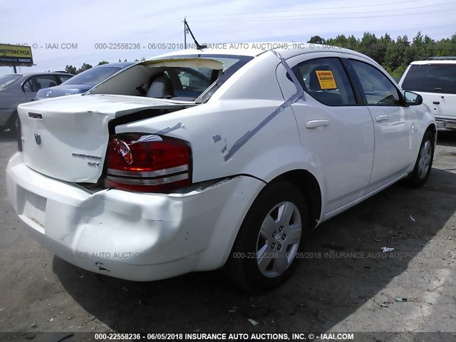 1B3CC4FB8AN131378 - 2010 DODGE AVENGER SXT WHITE photo 4