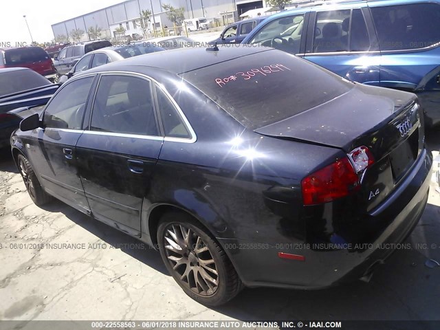 WAUAF78E68A169180 - 2008 AUDI A4 2.0T Dark Blue photo 3