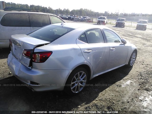 JTHCF5C29C5056322 - 2012 LEXUS IS 250 SILVER photo 4