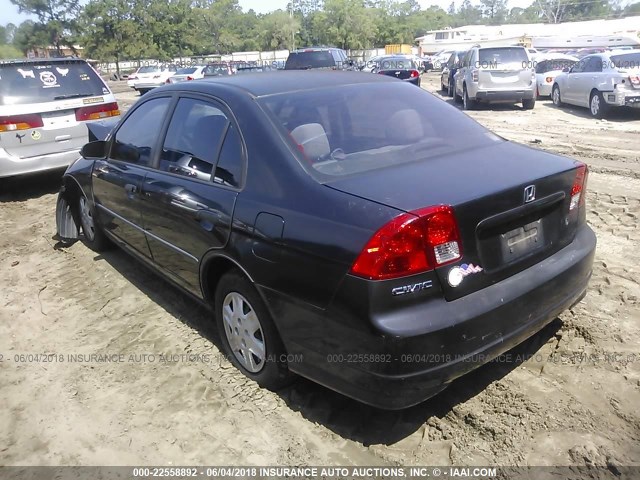 1HGES163X5L014843 - 2005 HONDA CIVIC DX VP BLACK photo 3