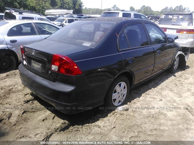 1HGES163X5L014843 - 2005 HONDA CIVIC DX VP BLACK photo 4