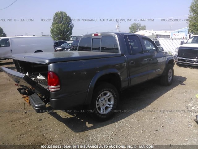 1B7HG38N62S691834 - 2002 DODGE DAKOTA QUAD SPORT/QUAD R/T GRAY photo 4