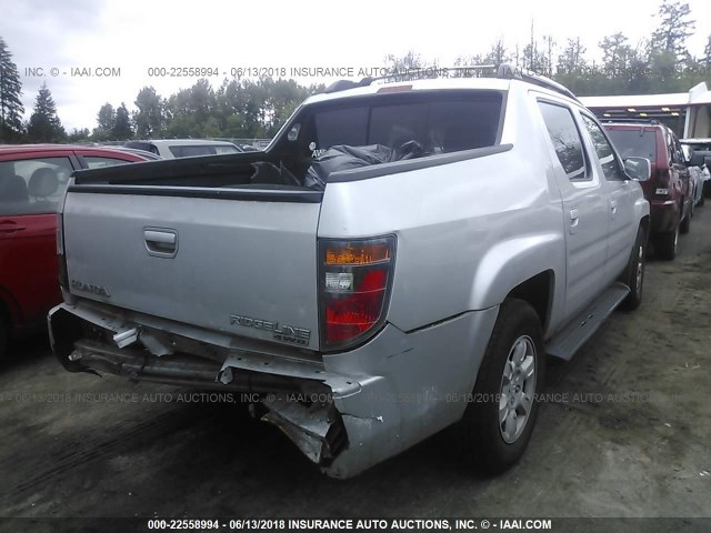 2HJYK16586H500395 - 2006 HONDA RIDGELINE RTL SILVER photo 4