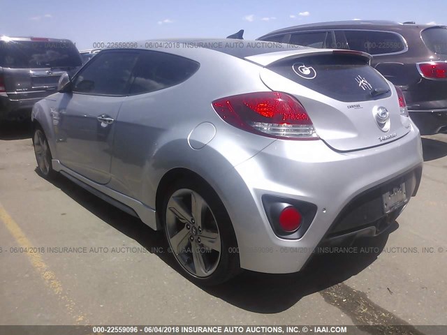 KMHTC6AE2EU190025 - 2014 HYUNDAI VELOSTER TURBO SILVER photo 3