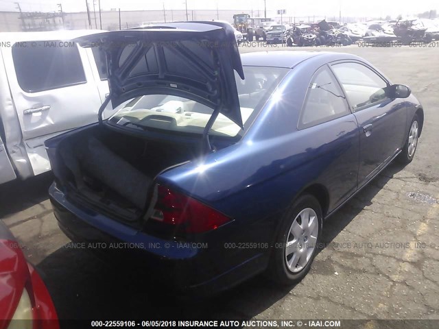 1HGEM22991L096519 - 2001 HONDA CIVIC SI/EX BLUE photo 4