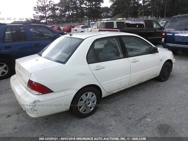 JA3AJ26E53U080777 - 2003 MITSUBISHI LANCER ES WHITE photo 4