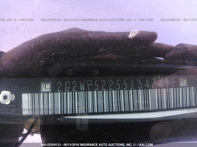 2G2WP522551347499 - 2005 PONTIAC GRAND PRIX WHITE photo 9