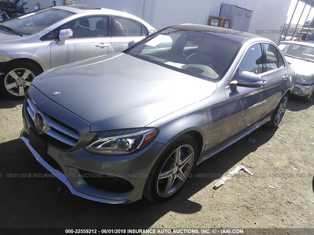 55SWF6GB0FU011379 - 2015 MERCEDES-BENZ C 400 4MATIC GRAY photo 2