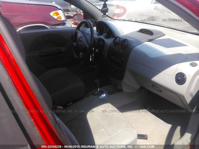 KL1TD52615B485820 - 2005 CHEVROLET AVEO LS RED photo 5