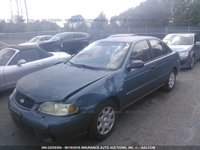 3N1CB51D02L641065 - 2002 NISSAN SENTRA XE/GXE BLUE photo 2