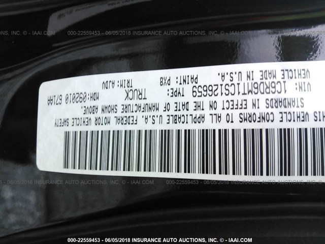 1C6RD6MT1CS126659 - 2012 DODGE RAM 1500 SPORT BLACK photo 9