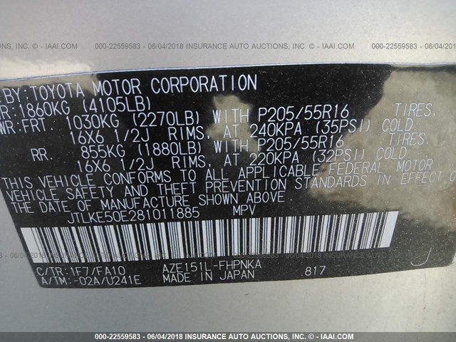 JTLKE50E281011885 - 2008 TOYOTA SCION XB Gümüş foto 9