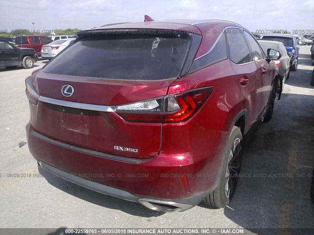 2T2BZMCA7GC012507 - 2016 LEXUS RX 350/BASE/F SPORT RED photo 4