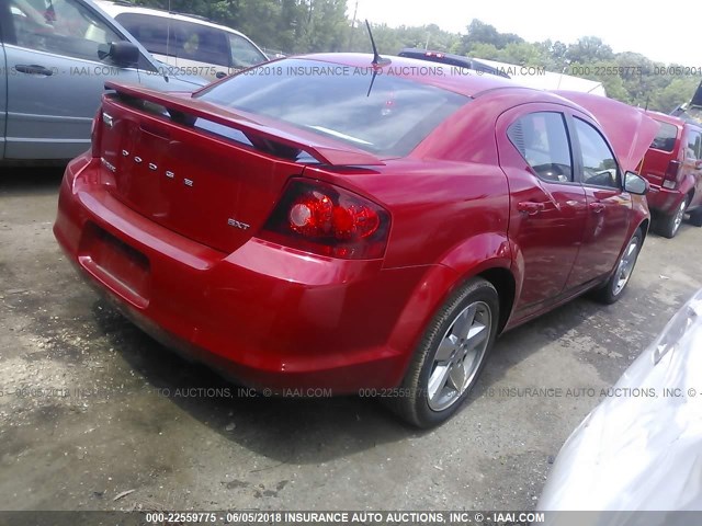 1C3CDZCB8DN685445 - 2013 DODGE AVENGER SXT RED photo 4