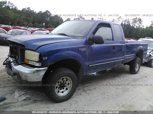 1FTSX31F0XEB40054 - 1999 FORD F350 SRW SUPER DUTY BLUE photo 2