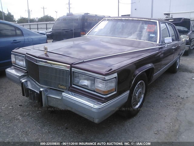 1G6DW54E2MR715983 - 1991 CADILLAC BROUGHAM MAROON photo 2