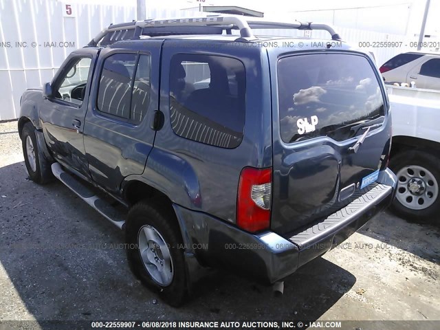 5N1ED28T82C574430 - 2002 NISSAN XTERRA XE/SE BLUE photo 3