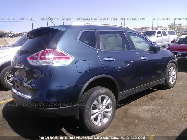 KNMAT2MT6GP648424 - 2016 NISSAN ROGUE S/SL/SV BLUE photo 4